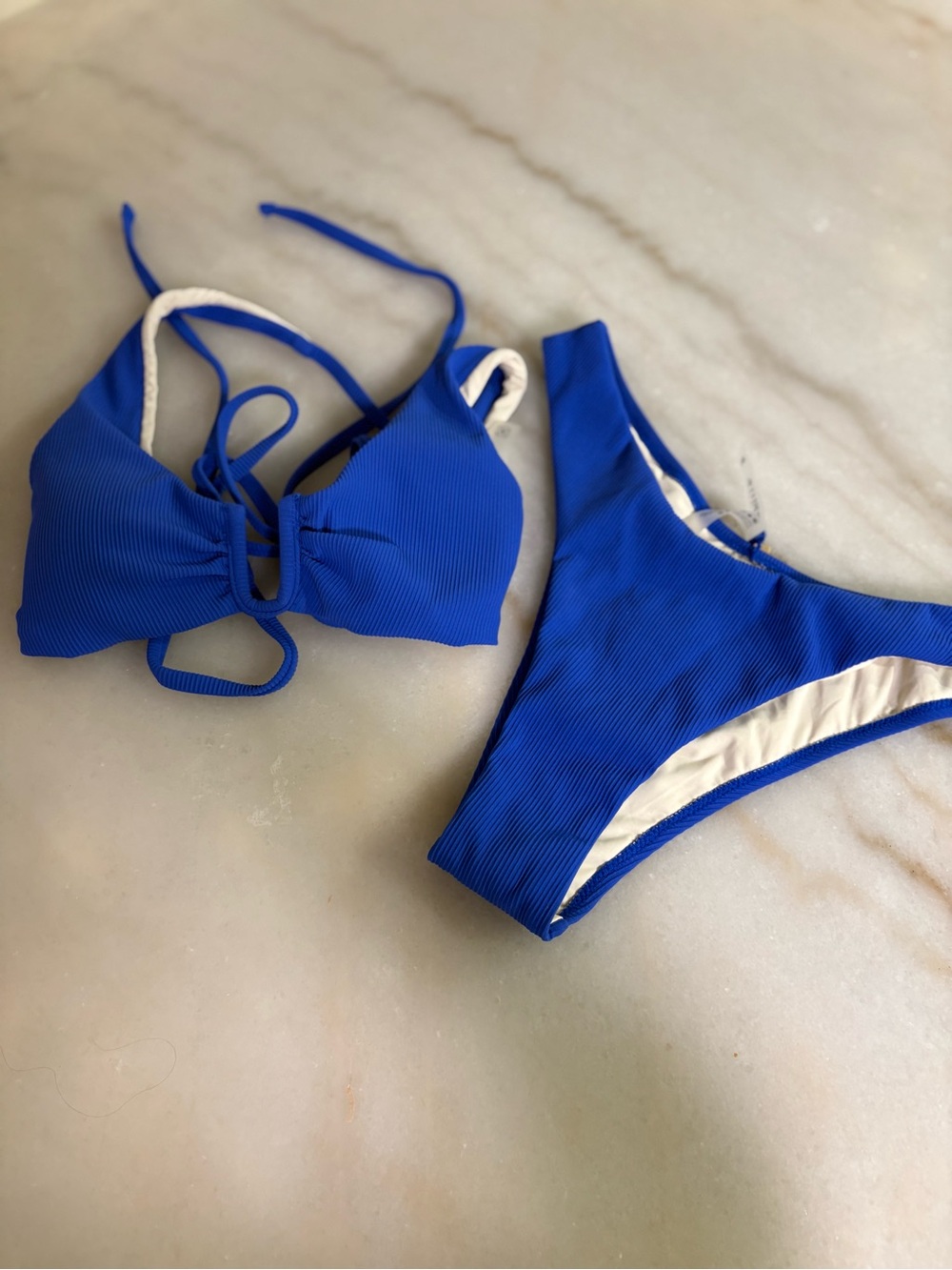 Berlook Blue Ribbed Two-Piece Swim Bikini SIZE Small